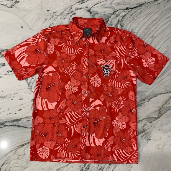 Colosseum NC State Wolfpack Hawaiian Shirt Floral Button Up Medium - Picture 1 of 11
